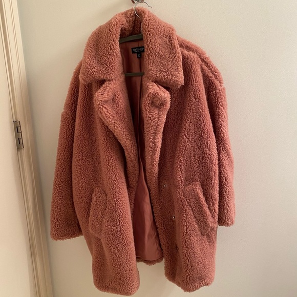 Topshop oversized teddy bear fleece coat - Picture 1 of 5